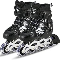 KASHTI TOYS AND GAMES Roller Skates for Girls Age Group 7-12 Years Adjustable Inline Skating Shoes with School Sport-Multi Colour (Black)-picture-21