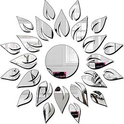 Bikri Kendra Sun Shine - 3D Mirror Acrylic Wall Stickers- Silver, Pack of 1, 1.5Feet-image-1