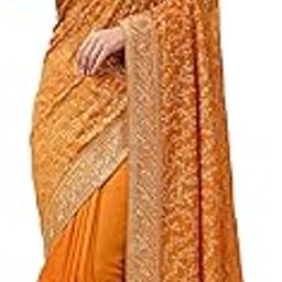 trendmalls Women's Vichitra Silk Embroidery, Siroski Stone Work Saree with Unstitch Blouse Piece-picture-13