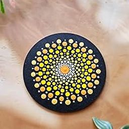 Handmade Dot Mandala Wall Plate –4 Inch Round Wooden Decorative Art | Multicolor Concentric Dot Design | Acrylic Dot Painting | Boho Wall Decor | Hand-Painted Mandala Wall Hanging (Set Of 6)-7