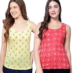 Women's Super Combed Cotton Rib Fabric Slim Fit Tank Top-Pack of 2-47