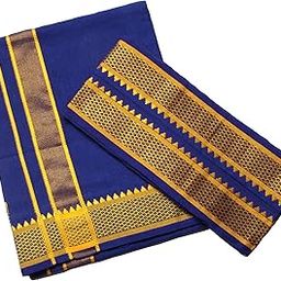 100% Cotton Men's Single Dhoti -2 Mtrs/Mundus/Lungi with Gamcha 2 Mtr Set of 1 (1 dhoti & 1 Towel Set)-image-42