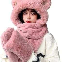 Richmen Women's Winter Woolen Beanie Cap and Neck Scarf Warmer Gloves Set | Soft Fleece Velvet Fur Snow Proof Warm Woolen Knitted Beanie Hat for Girl's (Free Size)-image-82