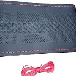 Auto Royal Universal Car Steering Wheel Cover Leather Material for Luxury Comfort Drive (Black RED)-image-1