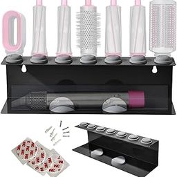 The AutoStory Accessories Holder compatible with Dyson Airwrap Styler - Stylish Organizer Rack Stand, Space-Saving Design - Wall Mount/Countertop - Carbon Steel, Easy Installation (7 Slots, Black)-12