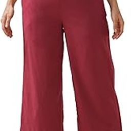 Flared Cotton Palazzo with Applique Detailing in Hem(Maroon).-image-3
