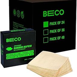 Beco Bamboo Super Soft & Absorbent Serving Tissue Napkins Bulk Pack 2400 sheets 1200 Pulls 2 ply- 100% Natural and Ecofriendly (Pack of 24)-image-4