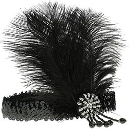 VELURA Wedding Ascot Race 20s Gatsby Feather Crystal Headband Forehead Decoration|Hair Accessories| Womens Accessories |Clothing, Shoes & Accessories-image-74