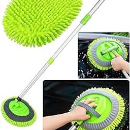 2-in-1 Car Microfiber Mop with Extendable Handle – Detachable Chenille Head Wash Mitt for Car Cleaning, Dusting & Drying – Soft, Scratch-Free Car Wash Brush Tool for SUV, Bike, Home Use-image-27