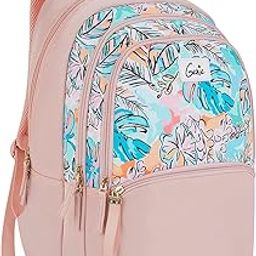 Sapphire School Backpack For Girls |19 In-36 Ltr with Laptop Sleeve, Rain Cover and Three Compartments with Padded Shoulders |Best for Books,Stationery,Lunch Box & Essentials - Beige-20