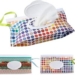 SNOWIE SOFT® 2 Pack Waterproof Baby Wipe Dispenser with Hand Strap, Dustproof Stroller Portable Refillable Wipe Holder Wipe Bag, Baby Wipes Container, Wipe Dispenser, Reusable Travel Wet Wipe Pouch-33