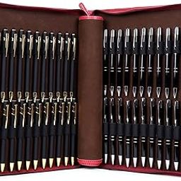 Premium PU Leather Men's & Women's Pen case Organizer Pen Case Pencil Case - Zippered Pen Pencil Bag Pouch for School, Work & Office Marker Case Organizer Colour Croco-Maroon-image-74