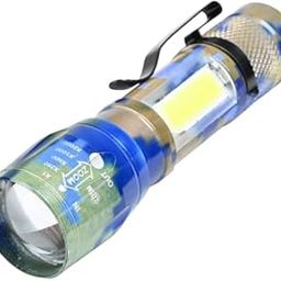 Zoom COB Light Torch Portable USB Rechargeable Flashlight with 3 Modes Torch (Multicolor, 11 cm, Rechargeable) 912 Military Clip blue-29
