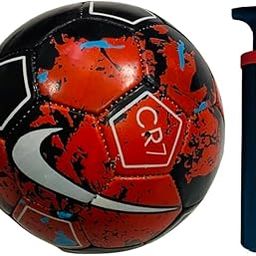 DESCTIDY Black/Red Football for All Ages Suited for The Grass Fields | PU | Suitable for Grass |Practice Ball | Soccer Ball | for Men/Women | Football Size - 5 with Pump (CR-7)-image-61