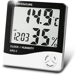 AKSHA SALES Plastic Hygrometer Temperature Thermometer Humidity Meter with Time Alarm Clock with Big LCD Display All in One-19