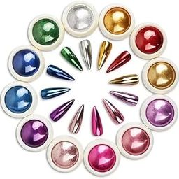 URBAN BOX Chrome Nail Powder Mirror Metallic Holographic Nail Chrome Powder Pigment for Nail Art Decoration Manicure (Pack of 12)-43