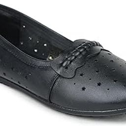Genuine Burnished Leather Star Shaped Brogue Patterned Bellies for Women ZF-101 | Ideal for Casual Events, Parties, and Ethnic Wear | Memory Cushioned Insole with Anti-Slip Sole Black-image-45