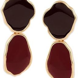 Brown & Maroon Enamel Contemporary Color Pop Statement Drop Earring For Women-ZPFK21113-10