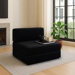 PUM PUM Foldable 2-Seater 36 inch Width Sofa Cum Bed – Soft PU Foam, Space-Saving Convertible Seating for Home & Office,Black-image-71