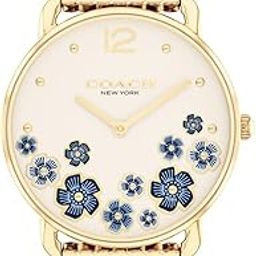Coach Elliot Qtz Basic Chalk Round Dial Women's Watch|Ionic Plated Thin Gold Steel Material|Gold Color Band - 14504517-picture-30