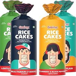 GRAINIC Rice Cakes, Assorted Saver Pack of 4 I All Natural and Gluten-Free (4 X 135 g) (135 g (Pack of 4))-image-59