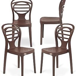Supreme chairs Oak Armless Plastic Chair for Cafeteria, restaurent and Dining Rooms, Weight Bearing Capacity- 120 kg (Color- Globus Brown, Count - 4 Piece)-image-73