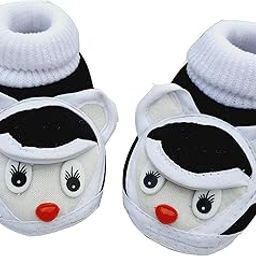 Unisex Baby Booties For 0 To 6 Months (White -Black)-image-13