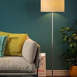 DEZIN KRAFT Floor Lamp Standing Modern Led Silver Lamp Shade For Living Room Corner, Home, Hotel, Office (12 Inches, 4Ft Height, Metal, Pack Of 1) (Beige)-image-87
