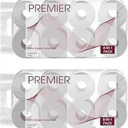 Premier Quick Absorbent 3ply Toilet Tissue Papers Rolls - Pack of 2 (each pack contains 8 rolls) | 300 Pulls per roll| Strong, Gentle & Hygienic Bathroom Tissue for Home, Office & Travel-image-56