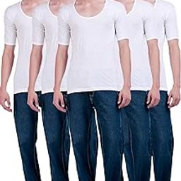 Men Pure Cotton Classic White Vest with Sleeves/Undershirt baniyan-image-19