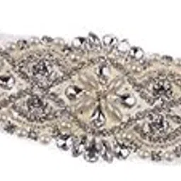 ujeavette 2xRomantic Wedding Bridal Lace Garter Flower Applique Pearls Rhinestone Garter-picture-17