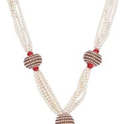 Art Jewellery authentic white studded red bead and pearl Ganpati necklace.-image-24