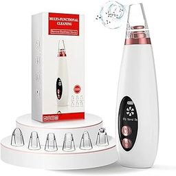 JRUD 6 in 1 Multi-function Blackhead Remover Tools | Electric Derma suction Machine | Acne Pimple Pore Cleaner Vacuum tool - Facial Cleanser Device for Nose & Skin Care (White)-1