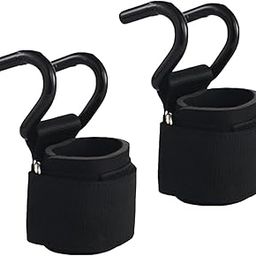 CALANDIS™ 2 Pieces Weight Lifting Hooks Portable for Powerlifting Bodybuilding Workout Black | Gloves Straps & Hooks | Strength Training-16