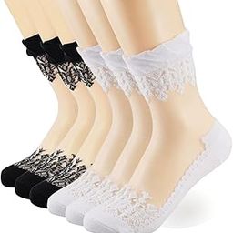 Transparent Ultra Thin Lace Fishnet Socks Elastic Short Mesh Sheer Socks for Women/Ladies/Girls For Casual, Formal, Party, Wedding, indoor, Outdoor Ankle Length Soft Cotton Socks-image-73
