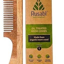 Rusabl Kacchi Neem Wooden Comb with Handle For Men & Women (Wide Tooth) Pure Wood, Ideal for Hair Growth, Detangling, Frizz Control & Shine, Suited for All Hair Types-picture-11