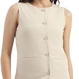 united colors of benetton Round Neck Solid Linen Waistcoat-picture-45