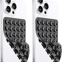 2 Pack Silicone Suction Cup Phone Case Mount Double Sided, Hands-Free Strong Grip Silicon Phone Holder, Non Slip Phone Accessories for Selfies and Videos (Black)-picture-15