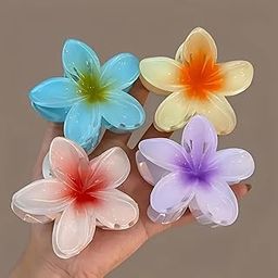 4pc Large Floral Hair Clip, Colorful Flower Design, Versatile Hair Accessory for Women, Beach Vacation Style, Claw Clip, multi Colors, Medium Size, Single Pack, Christmas Holiday Print-image-23