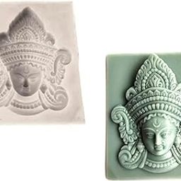 CRAFTIAL CURVE Abj Ma Devi Durga God Idol Sculpture Silicone Pattern Mold Flexible And Reusable Silicone Mold, 10 CM, Off-White-76