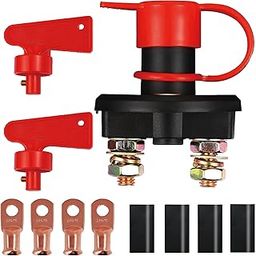 GOGONFLY Battery Disconnect Switch, DC 12V 24V Battery Master Isolator Cut Off Power Kill Switch for Marine Car Boat RV ATV Auto Truck Vehicle, with 2 Waterproof Key, 4 Copper Ring Terminals-image-72