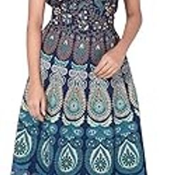 Brand Present Rajasthani Traditional Cotton Designer Long Midi Maxi Dress in Jaipuri Printed (Free Size__ XL) Rama Green-19