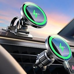LISEN for Magsafe Car Mount Charger Wireless Charging for iPhone [Powerful Magnets & 15W] Magsafe Charging Mount Wireless Fast Charging for Magsafe Charger Fits iPhone 15 14 13 12 Pro Max Plus-image-2