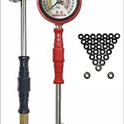 Air Flow Twin Head Air Valve Connector+ Twin Tyre Connector with Pressure Gauge + PVC Air Chuck Nozzle Washer (Combo Pack of 3)-image-77