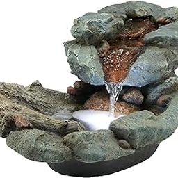 Rock Waterfall Fountain with LED Lights (Multicolored) (10"H x 11"W x 20"D)-picture-31