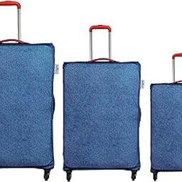 Protectice Cover In Polyester Fabric DENIM Print For SMALL, MEDIUM & LARGE Size (20'-24'-28' Inch 55-65-75 cm) Soft Luggage Trolley Bag Cover COMBO Pack Of 3 (Fitts Only On Fabric Trolley Bag)-image-29