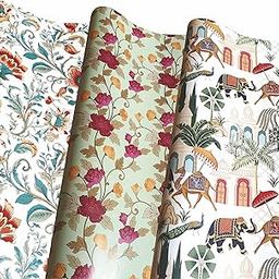 VESTTA -ELEGANCE REDEFINED Gift Wrapping Paper Pichwai Reversible Design Smooth Gloss Finish 20 X 30 Inch|3 Designs X 2 = 6 Sheets|With Gift Tags And Ribbons For All Occasions, 6 count,Multi Colour-image-77