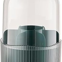 STAR WORK 360° Rotating Makeup Brush Holder With Lid - 7-Slot Organizer for Vanity Decor, Paint Brushes, Cosmetics - Green-image-36