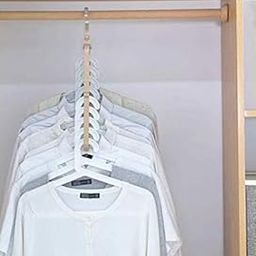 Mishrit Wardrobe Space Saver Folding Hangers,1 Pack Anti-Skid Plastic Magic Clothes Hanger, 360º Swivel Hook, 9-Holes Design Closet Organiser Hanger Pack of 2 (Multicolor)-image-60