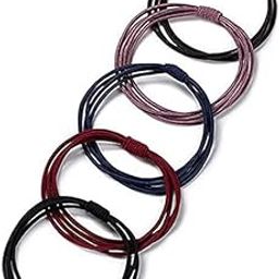 Dark Multi Color Elastic Hair Ponytail Holder Soft Non Slip Tight Stretchable Rubber Bands for School Girls/Women, Hair tie-image-35
